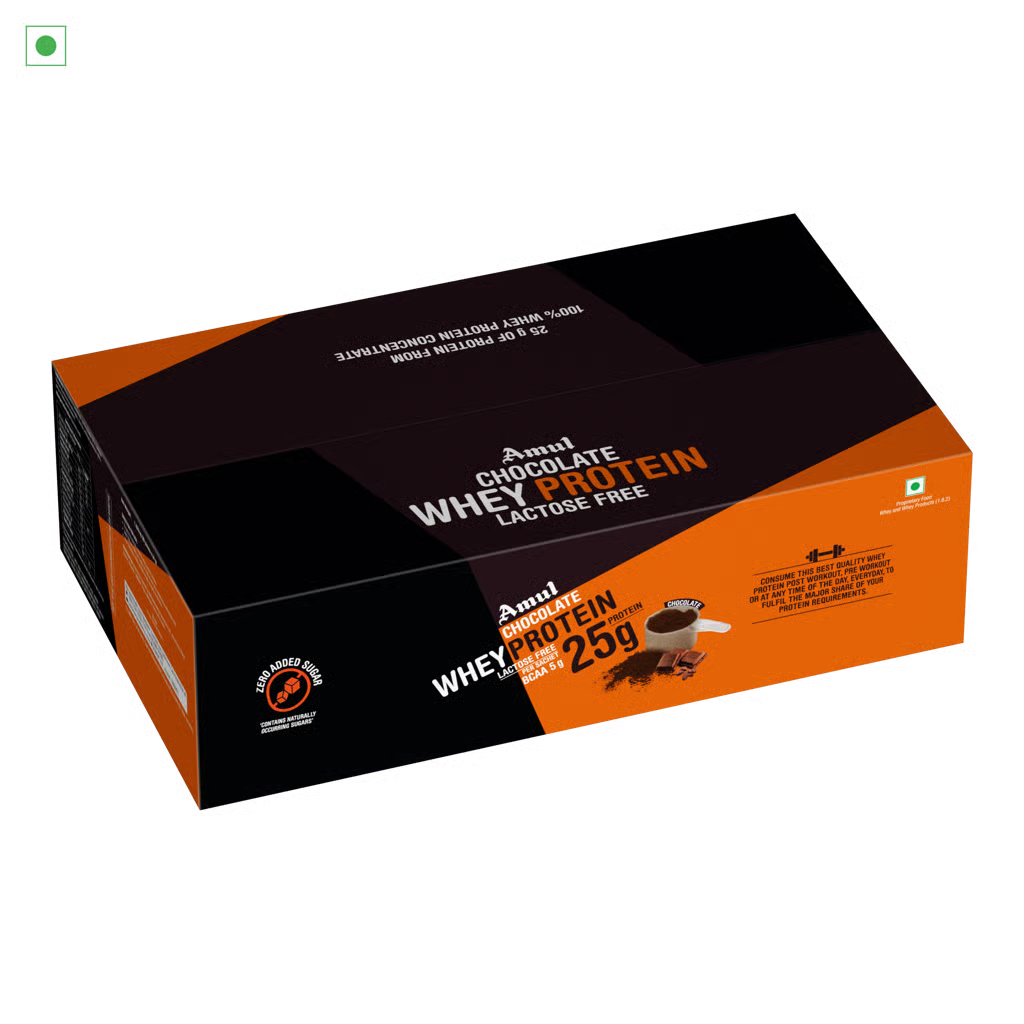 Amul Chocolate Whey Protein, 34 g | Pack of 30 sachets-1*1.02kg